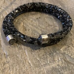 Swarovski double black bracelet bangle authentic black crystals sparkling